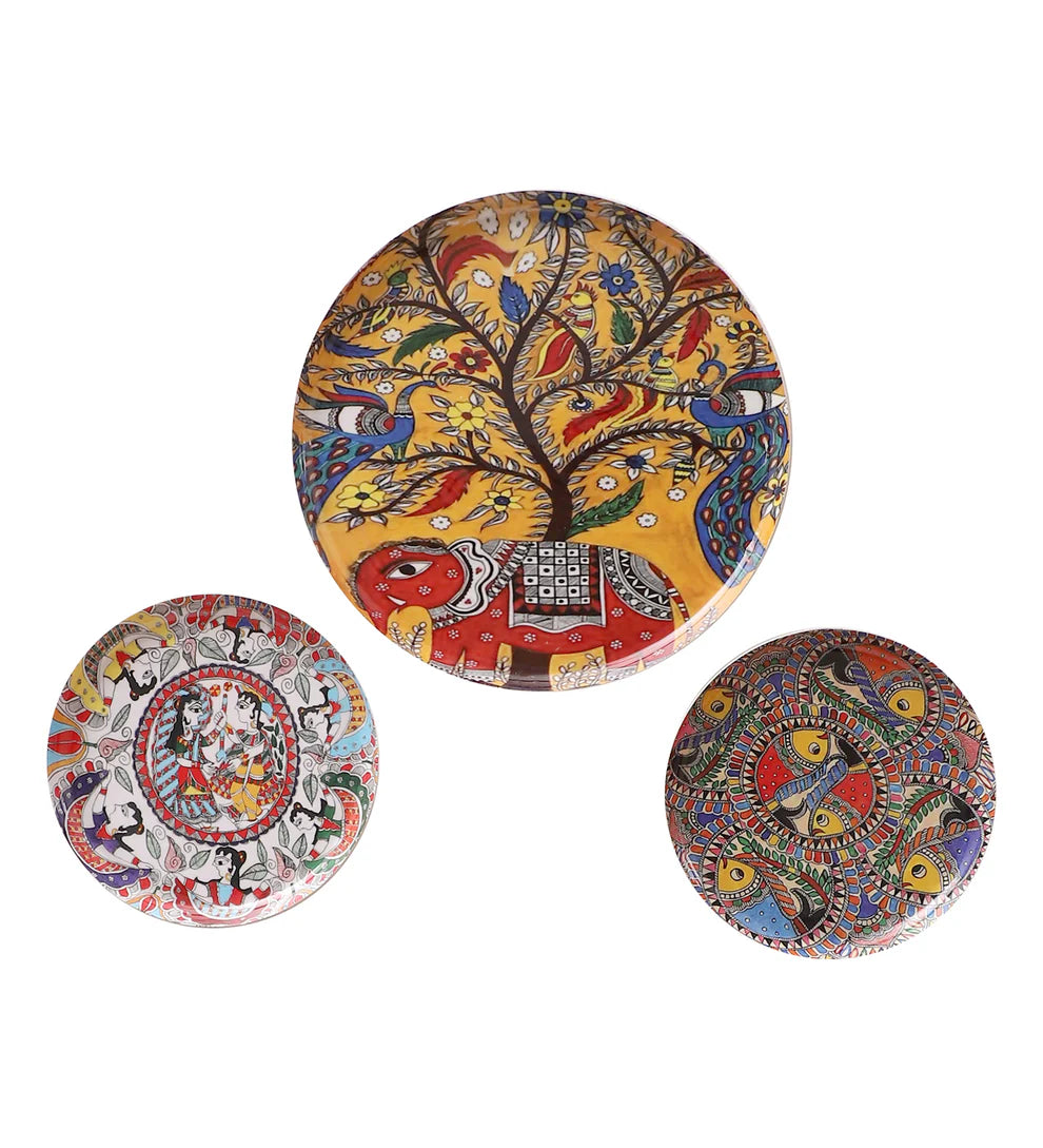 Meena Decorative Plate Set - Wall & Table Décor | Powder Coated Iron