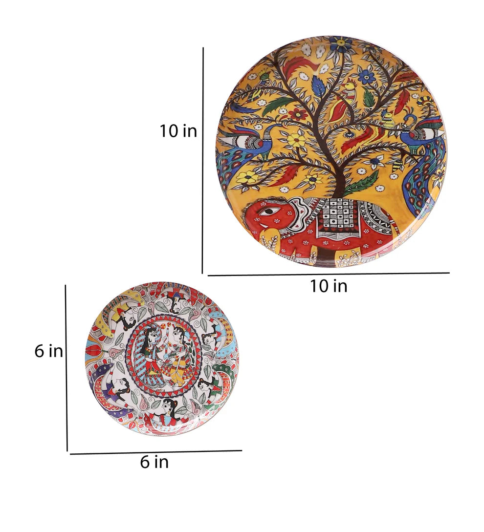 Meena Decorative Plate Set - Wall & Table Décor | Powder Coated Iron